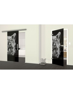 Ganzglastür Wolf 4 Gelasert Auf Grauglas