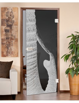 Ganzglastür Rüssel Gelasert Auf Grauglas