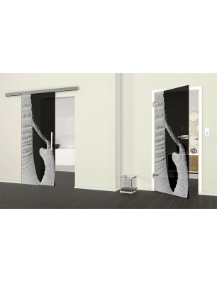 Ganzglastür Rüssel Gelasert Auf Grauglas