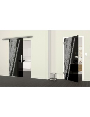 Ganzglastür Abstrakt 6 Gelasert Auf Grauglas