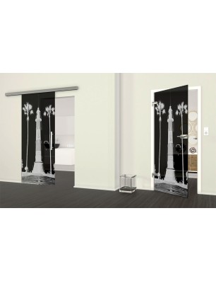 Ganzglastür Leuchtturm 4 Gelasert Auf Grauglas