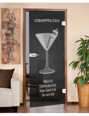 Ganzglastür Cosmopolitan Gelasert Auf Grauglas