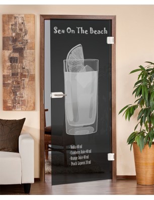 Ganzglastür Sex on the beach Gelasert Auf Grauglas