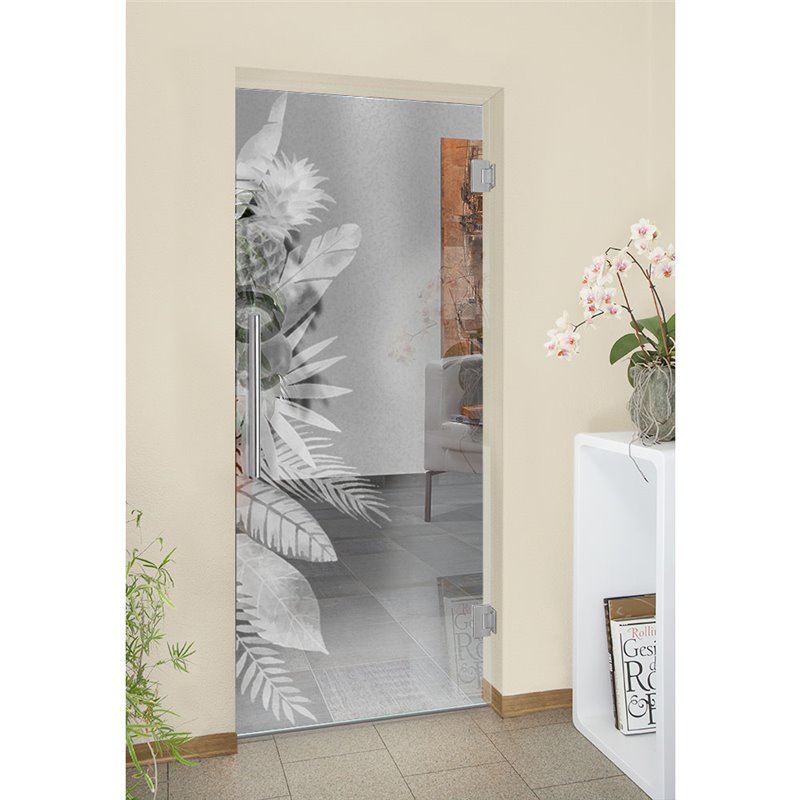 Pendeltür Tropical II Gelasert Auf Klarglas Pendeltür Tropical II Gelasert Auf Klarglas