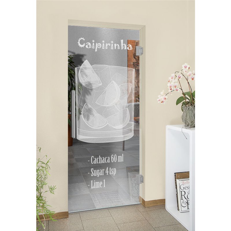 Pendeltür Caipirinha Gelasert Auf Klarglas Pendeltür Caipirinha Gelasert Auf Klarglas