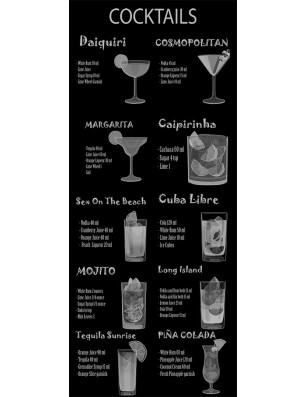 Pendeltür Cocktails Gelasert Auf Klarglas