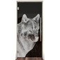 Pendeltür Wolf 5 Gelasert Auf Grauglas Pendeltür Wolf 5 Gelasert Auf Grauglas