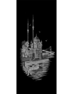 Pendeltür Istanbul Gelasert Auf Grauglas