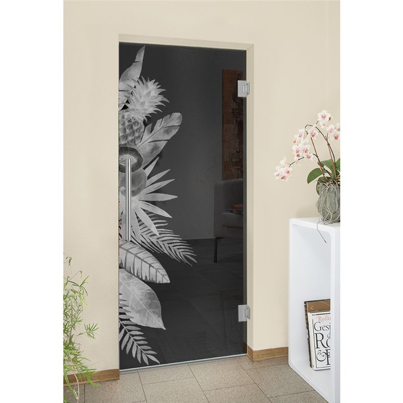 Pendeltür Tropical II Gelasert Auf Grauglas Pendeltür Tropical II Gelasert Auf Grauglas