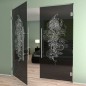 Pendeltür Florale Kunst Gelasert Auf Grauglas Pendeltür Florale Kunst Gelasert Auf Grauglas