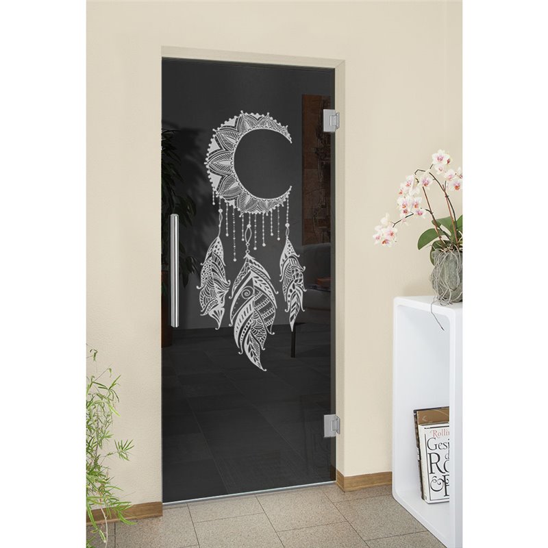 Pendeltür Dreamcatcher Gelasert Auf Grauglas Pendeltür Dreamcatcher Gelasert Auf Grauglas