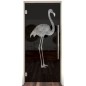 Pendeltür Flamingo Gelasert Auf Grauglas Pendeltür Flamingo Gelasert Auf Grauglas