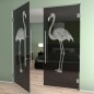 Pendeltür Flamingo Gelasert Auf Grauglas Pendeltür Flamingo Gelasert Auf Grauglas
