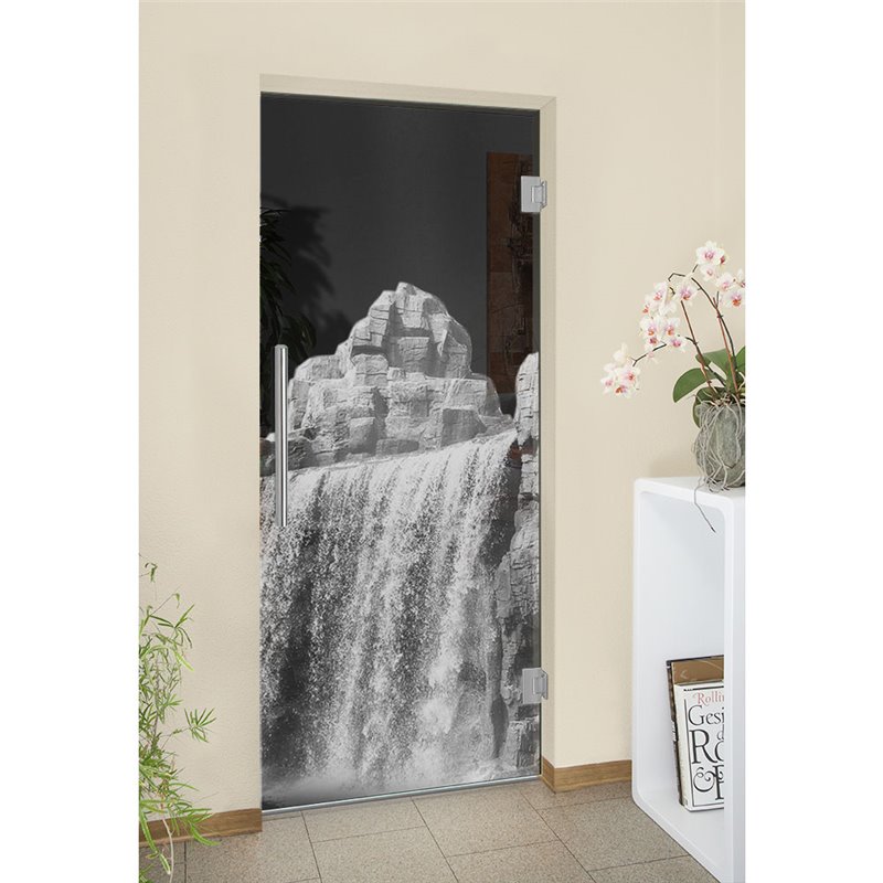 Pendeltür Wasserfall II Gelasert Auf Grauglas Pendeltür Wasserfall II Gelasert Auf Grauglas