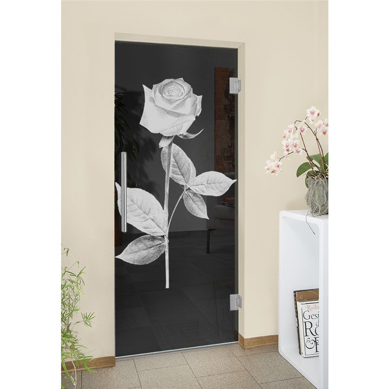 Pendeltür Rose I Gelasert Auf Grauglas Pendeltür Rose I Gelasert Auf Grauglas