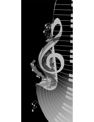 Pendeltür Piano Gelasert Auf Grauglas