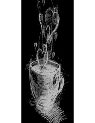 Pendeltür Kaffee Gelasert Auf Grauglas