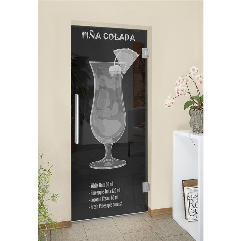 Pendeltür Pina Colada Gelasert Auf Grauglas Pendeltür Pina Colada Gelasert Auf Grauglas