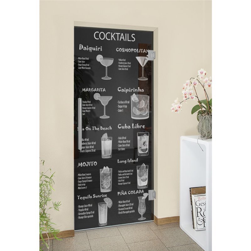Pendeltür Cocktails Gelasert Auf Grauglas Pendeltür Cocktails Gelasert Auf Grauglas