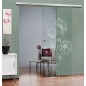 Glasschiebetür SLIM-LINE Blume 10 Gelasert Auf Klarglas Glasschiebetür SLIM-LINE Blume 10 Gelasert Auf Klarglas