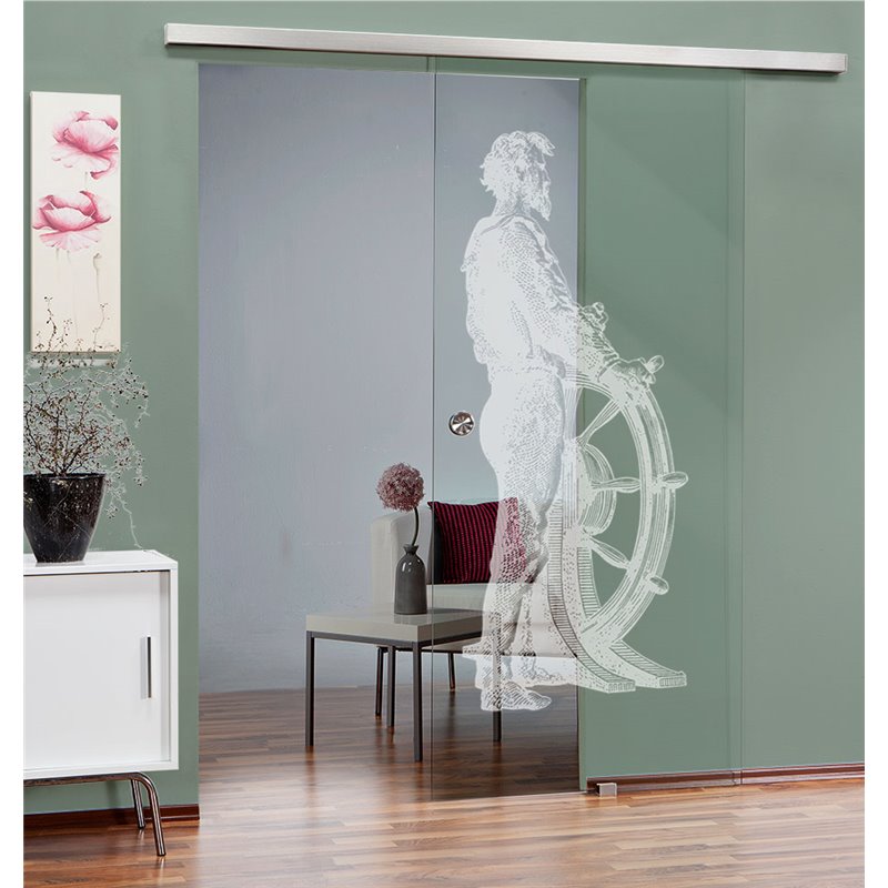 Glasschiebetür SLIM-LINE Birds Gelasert Auf Klarglas Glasschiebetür SLIM-LINE Birds Gelasert Auf Klarglas