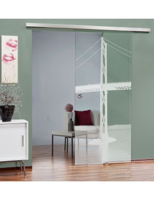 Glasschiebetür SLIM-LINE Golden Gate Gelasert Auf Klarglas