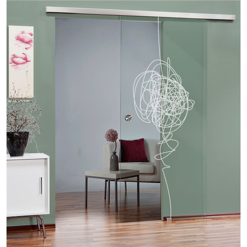 Glasschiebetür SLIM-LINE Abstrakt 8 Gelasert Auf Klarglas Glasschiebetür SLIM-LINE Abstrakt 8 Gelasert Auf Klarglas