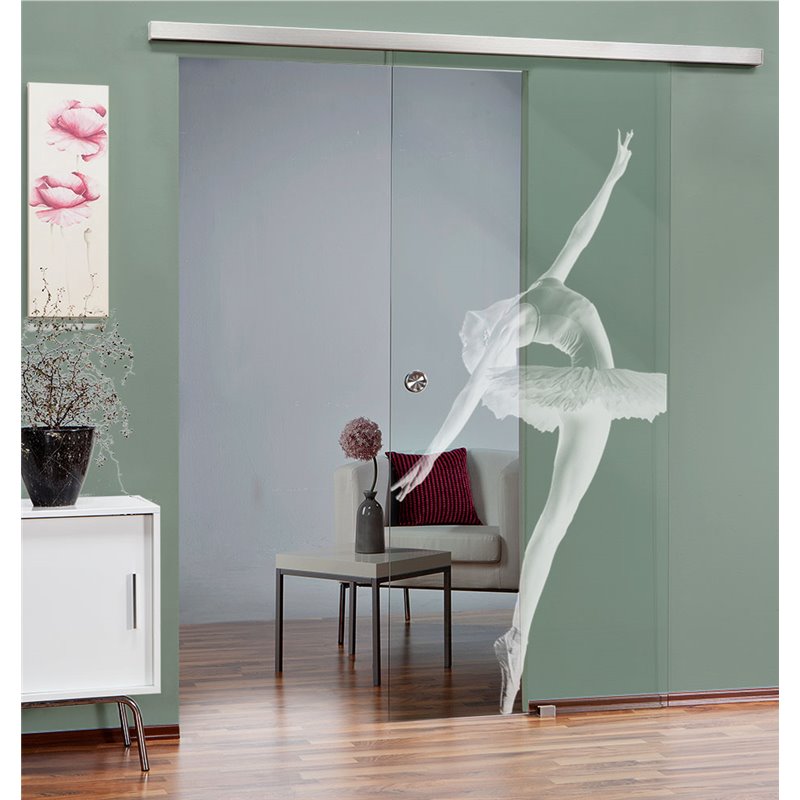Glasschiebetür SLIM-LINE Balerina Gelasert Auf Klarglas Glasschiebetür SLIM-LINE Balerina Gelasert Auf Klarglas