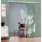 Glasschiebetür SLIM-LINE Blume 7 Gelasert Auf Klarglas Glasschiebetür SLIM-LINE Blume 7 Gelasert Auf Klarglas