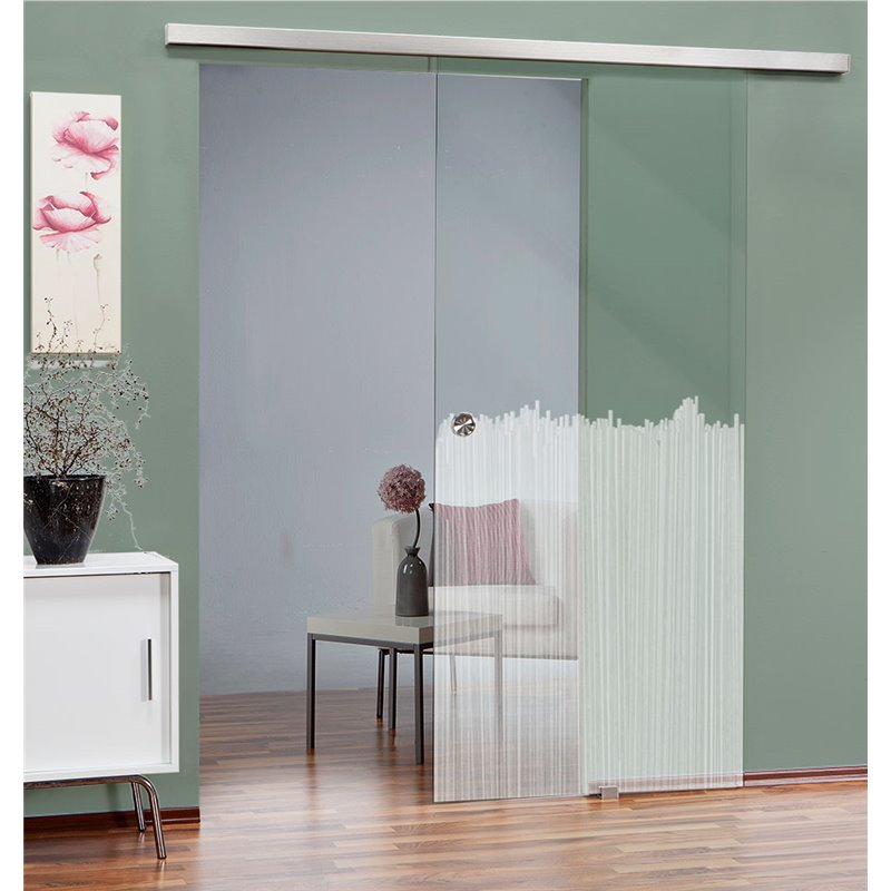 Glasschiebetür SLIM-LINE Sichtschutz Gelasert Auf Klarglas Glasschiebetür SLIM-LINE Sichtschutz Gelasert Auf Klarglas