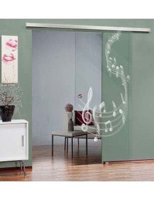 Glasschiebetür SLIM-LINE Musik Gelasert Auf Klarglas