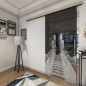 Glasschiebetür SLIM-LINE Treppe Gelasert Auf Grauglas Glasschiebetür SLIM-LINE Treppe Gelasert Auf Grauglas