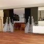 Glasschiebetür SLIM-LINE Treppe Gelasert Auf Grauglas Glasschiebetür SLIM-LINE Treppe Gelasert Auf Grauglas
