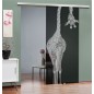 Glasschiebetür SLIM-LINE Giraffenhals Gelasert Auf Grauglas Glasschiebetür SLIM-LINE Giraffenhals Gelasert Auf Grauglas