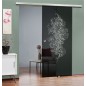 Glasschiebetür SLIM-LINE Florale Kunst Gelasert Auf Grauglas Glasschiebetür SLIM-LINE Florale Kunst Gelasert Auf Grauglas