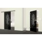 Glasschiebetür SLIM-LINE Florale Kunst Gelasert Auf Grauglas Glasschiebetür SLIM-LINE Florale Kunst Gelasert Auf Grauglas