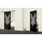Glasschiebetür SLIM-LINE Biker Gelasert Auf Grauglas Glasschiebetür SLIM-LINE Biker Gelasert Auf Grauglas