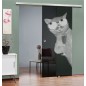 Glasschiebetür SLIM-LINE Drinking Cat Gelasert Auf Grauglas Glasschiebetür SLIM-LINE Drinking Cat Gelasert Auf Grauglas