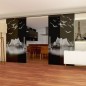 Glasschiebetür SLIM-LINE Spukhaus Gelasert Auf Grauglas Glasschiebetür SLIM-LINE Spukhaus Gelasert Auf Grauglas