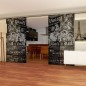 Glasschiebetür SLIM-LINE Vintage Tour Gelasert Auf Grauglas Glasschiebetür SLIM-LINE Vintage Tour Gelasert Auf Grauglas