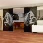 Glasschiebetür SLIM-LINE flying Horse Gelasert Auf Grauglas Glasschiebetür SLIM-LINE flying Horse Gelasert Auf Grauglas
