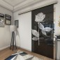 Glasschiebetür SLIM-LINE Rose I Gelasert Auf Grauglas Glasschiebetür SLIM-LINE Rose I Gelasert Auf Grauglas