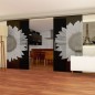 Glasschiebetür SLIM-LINE Sonnenblume Gelasert Auf Grauglas Glasschiebetür SLIM-LINE Sonnenblume Gelasert Auf Grauglas