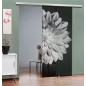 Glasschiebetür SLIM-LINE Blume 4 Gelasert Auf Grauglas Glasschiebetür SLIM-LINE Blume 4 Gelasert Auf Grauglas