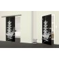 Glasschiebetür SLIM-LINE Pagode III Gelasert Auf Grauglas Glasschiebetür SLIM-LINE Pagode III Gelasert Auf Grauglas