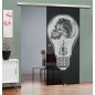Glasschiebetür SLIM-LINE Skull Gelasert Auf Grauglas Glasschiebetür SLIM-LINE Skull Gelasert Auf Grauglas