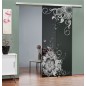 Glasschiebetür SLIM-LINE Blume 11 Gelasert Auf Grauglas Glasschiebetür SLIM-LINE Blume 11 Gelasert Auf Grauglas