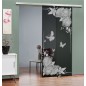 Glasschiebetür SLIM-LINE Blume 5 Gelasert Auf Grauglas Glasschiebetür SLIM-LINE Blume 5 Gelasert Auf Grauglas