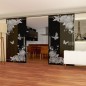 Glasschiebetür SLIM-LINE Blume 5 Gelasert Auf Grauglas Glasschiebetür SLIM-LINE Blume 5 Gelasert Auf Grauglas
