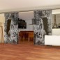 Glasschiebetür SLIM-LINE Vintage flowers Gelasert Auf Grauglas Glasschiebetür SLIM-LINE Vintage flowers Gelasert Auf Grauglas